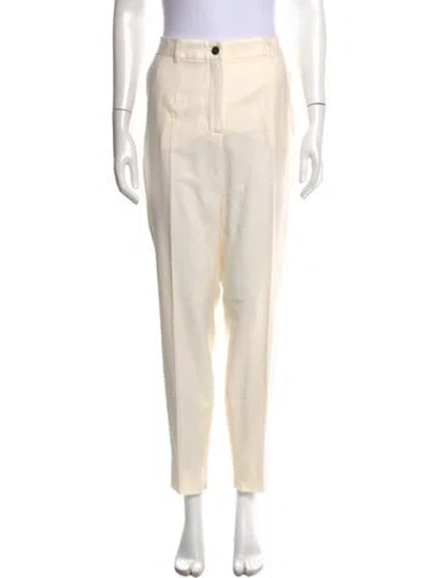 Pre-owned Dolce & Gabbana Virgin Wool Straight Leg Pants In Neutral