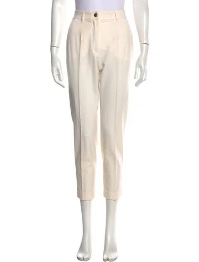 Pre-owned Dolce & Gabbana Virgin Wool Straight Leg Pants In Neutrals