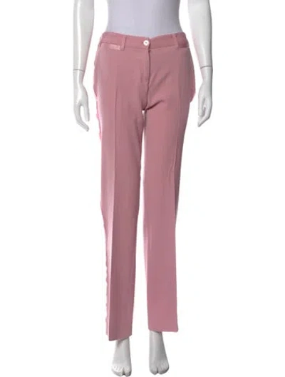 Pre-owned Dolce & Gabbana Virgin Wool Straight Leg Pants In Pink