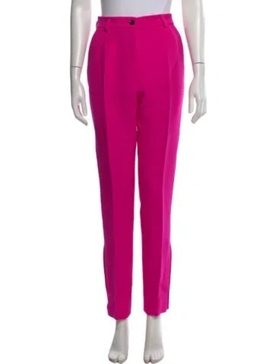 Pre-owned Dolce & Gabbana Virgin Wool Straight Leg Pants In Pink