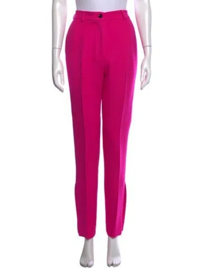 Pre-owned Dolce & Gabbana Virgin Wool Straight Leg Pants In Pink