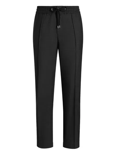 Dolce & Gabbana Virgin Wool Straight-leg Trousers In Black