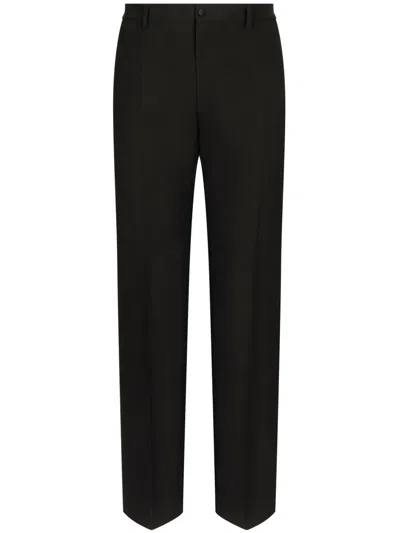 Dolce & Gabbana Virgin-wool Straight-leg Trousers In Black
