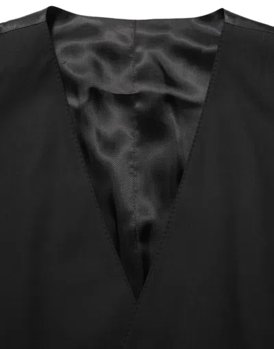 Dolce & Gabbana Virgin Wool Stretch Waistcoat In Black