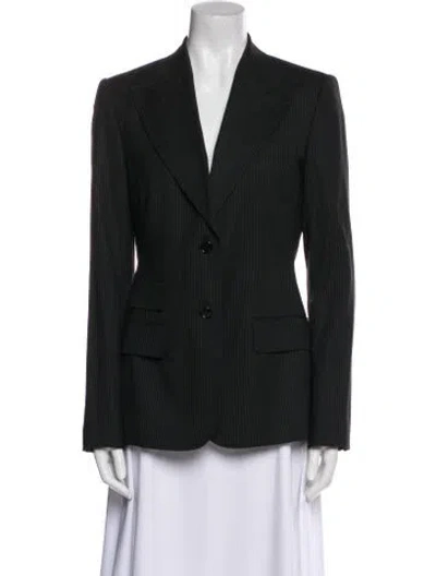 Pre-owned Dolce & Gabbana Virgin Wool Striped Blazer In Black