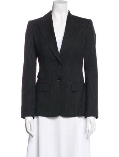 Pre-owned Dolce & Gabbana Virgin Wool Striped Blazer In Black