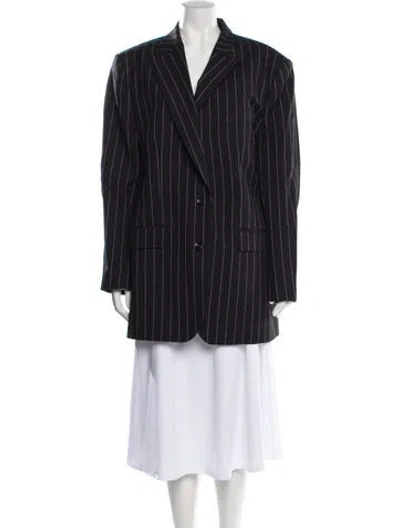 Pre-owned Dolce & Gabbana Virgin Wool Striped Blazer In Black