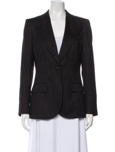 Pre-owned Dolce & Gabbana Virgin Wool Striped Blazer In Black