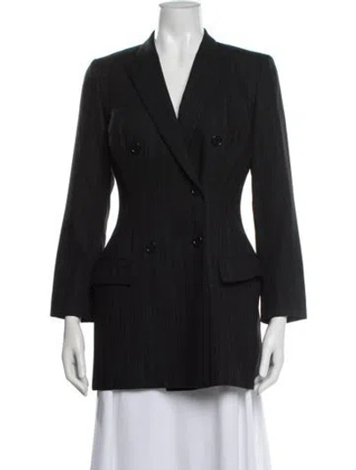 Pre-owned Dolce & Gabbana Virgin Wool Striped Blazer In Black