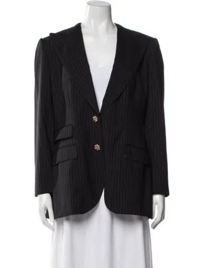 Pre-owned Dolce & Gabbana Virgin Wool Striped Blazer In Black