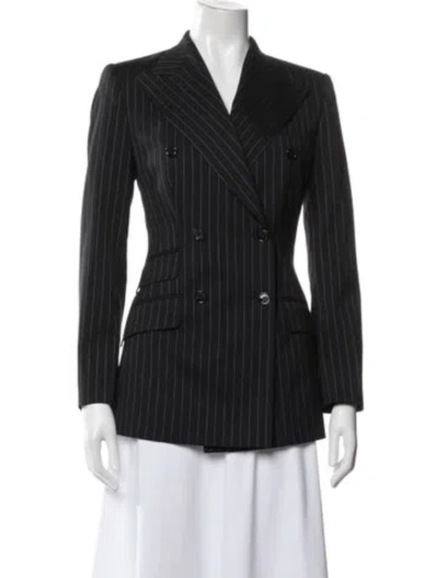 Pre-owned Dolce & Gabbana Virgin Wool Striped Blazer In Black