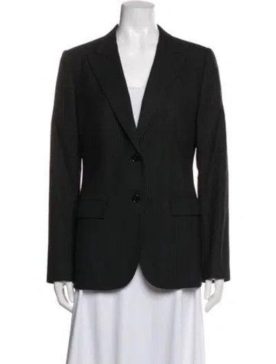 Pre-owned Dolce & Gabbana Virgin Wool Striped Blazer In Black