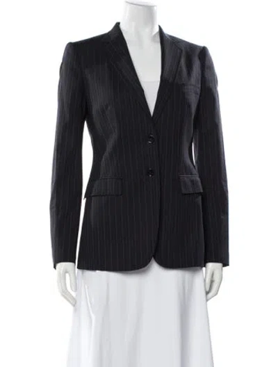 Pre-owned Dolce & Gabbana Virgin Wool Striped Blazer In Blue