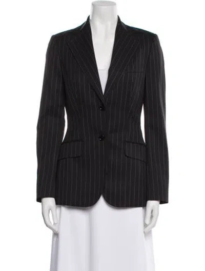 Pre-owned Dolce & Gabbana Virgin Wool Striped Blazer In Blue