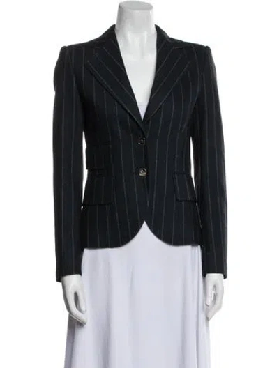 Pre-owned Dolce & Gabbana Virgin Wool Striped Blazer In Blue