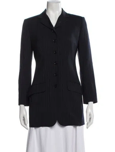 Pre-owned Dolce & Gabbana Virgin Wool Striped Blazer In Blue