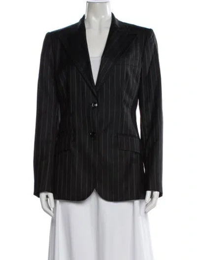 Pre-owned Dolce & Gabbana Virgin Wool Striped Blazer In Blue