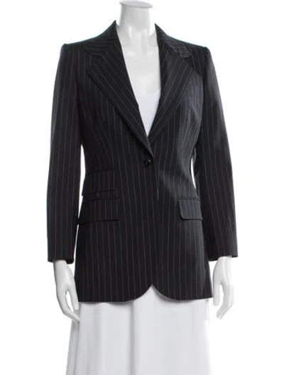 Pre-owned Dolce & Gabbana Virgin Wool Striped Blazer In Blue