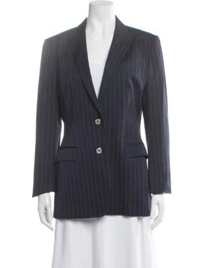 Pre-owned Dolce & Gabbana Virgin Wool Striped Blazer In Blue