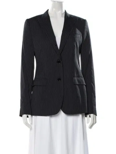 Pre-owned Dolce & Gabbana Virgin Wool Striped Blazer In Blue