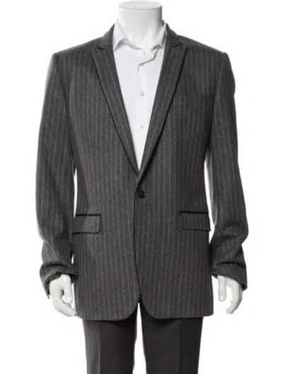 Pre-owned Dolce & Gabbana Virgin Wool Striped Blazer In Gray