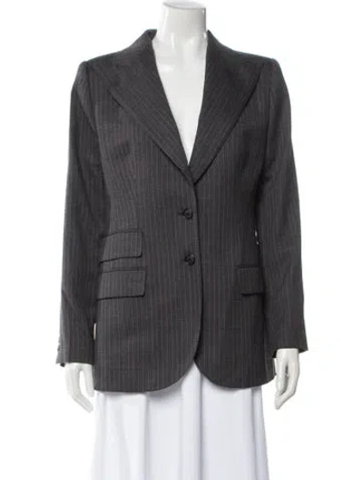 Pre-owned Dolce & Gabbana Virgin Wool Striped Blazer In Gray