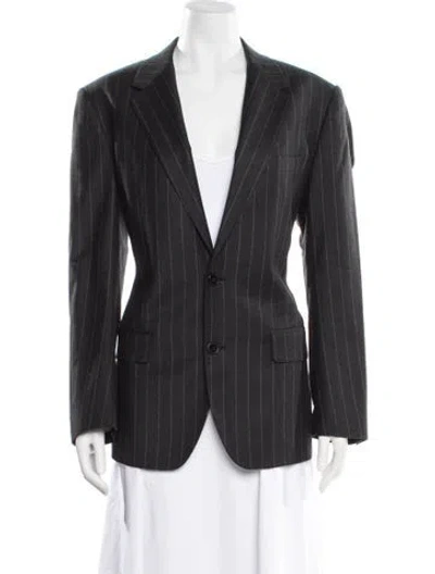 Pre-owned Dolce & Gabbana Virgin Wool Striped Blazer In Gray