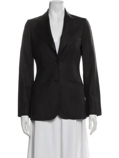 Pre-owned Dolce & Gabbana Virgin Wool Striped Blazer In Gray