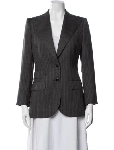 Pre-owned Dolce & Gabbana Virgin Wool Striped Blazer In Gray
