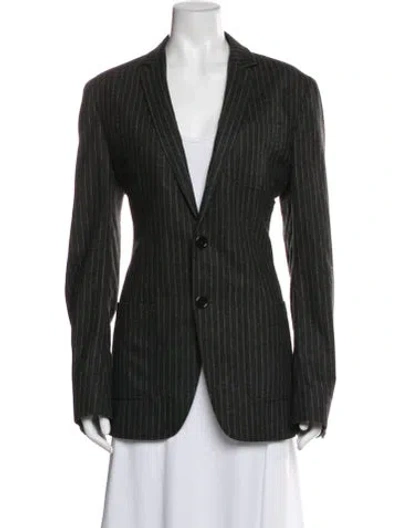 Pre-owned Dolce & Gabbana Virgin Wool Striped Blazer In Green