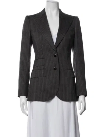 Pre-owned Dolce & Gabbana Virgin Wool Striped Blazer In Green