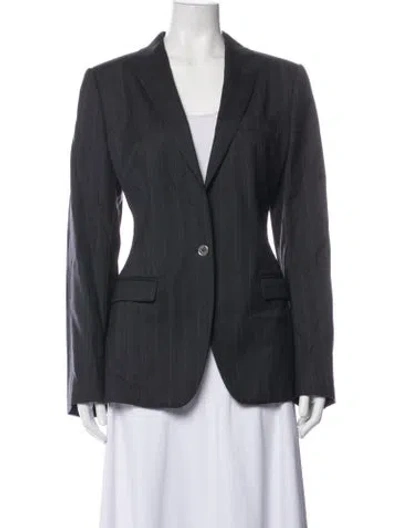 Pre-owned Dolce & Gabbana Virgin Wool Striped Blazer In Grey