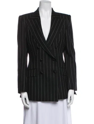 Pre-owned Dolce & Gabbana Virgin Wool Striped Coat In Blue