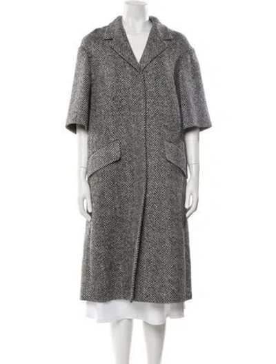 Pre-owned Dolce & Gabbana Virgin Wool Striped Coat In Gray