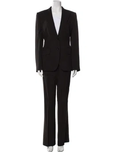Pre-owned Dolce & Gabbana Virgin Wool Striped Pantsuit In Black