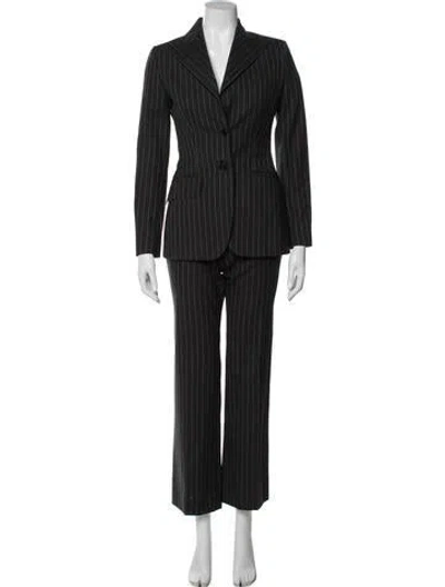 Pre-owned Dolce & Gabbana Virgin Wool Striped Pantsuit In Black