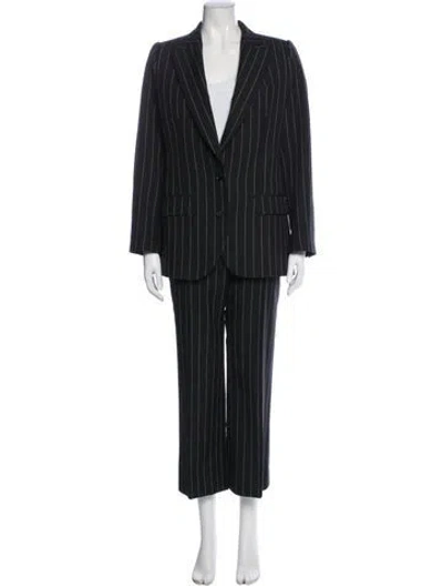 Pre-owned Dolce & Gabbana Virgin Wool Striped Pantsuit In Black