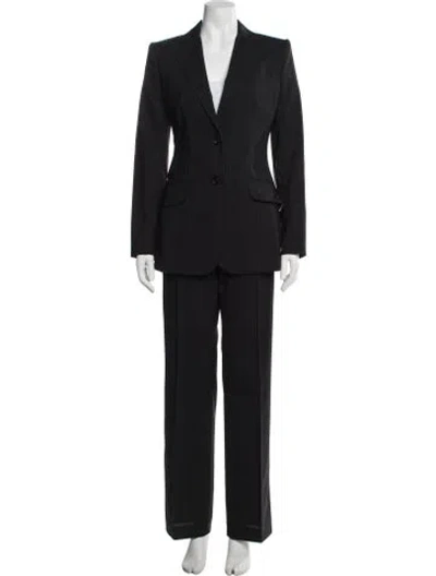 Pre-owned Dolce & Gabbana Virgin Wool Striped Pantsuit In Black