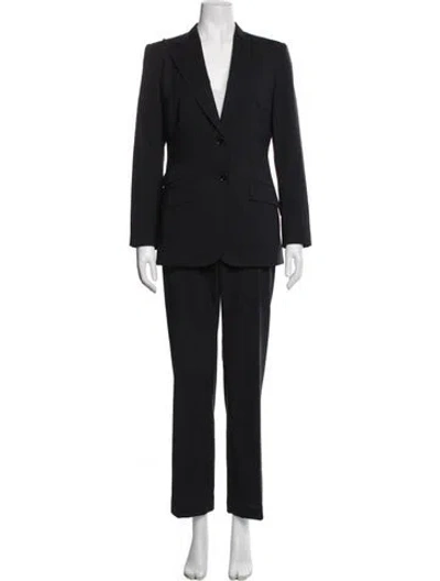 Pre-owned Dolce & Gabbana Virgin Wool Striped Pantsuit In Black
