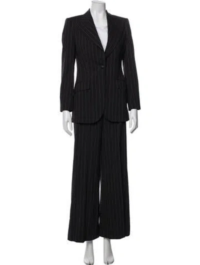 Pre-owned Dolce & Gabbana Virgin Wool Striped Pantsuit In Blue