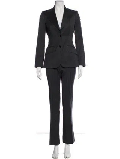 Pre-owned Dolce & Gabbana Virgin Wool Striped Pantsuit In Gray