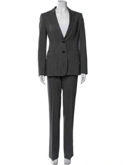 Pre-owned Dolce & Gabbana Virgin Wool Striped Pantsuit In Gray