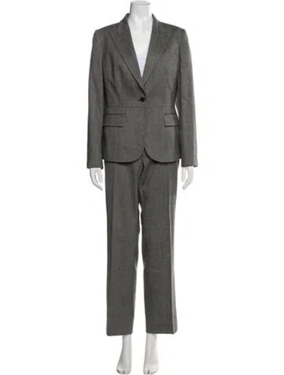 Pre-owned Dolce & Gabbana Virgin Wool Striped Pantsuit In Gray