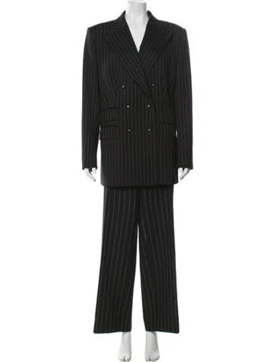 Pre-owned Dolce & Gabbana Virgin Wool Striped Pantsuit In Green