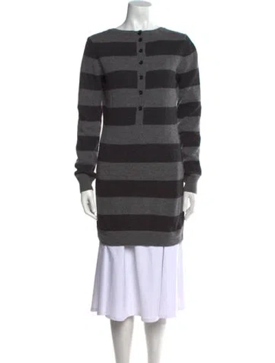 Pre-owned Dolce & Gabbana Virgin Wool Striped Sweater In Gray