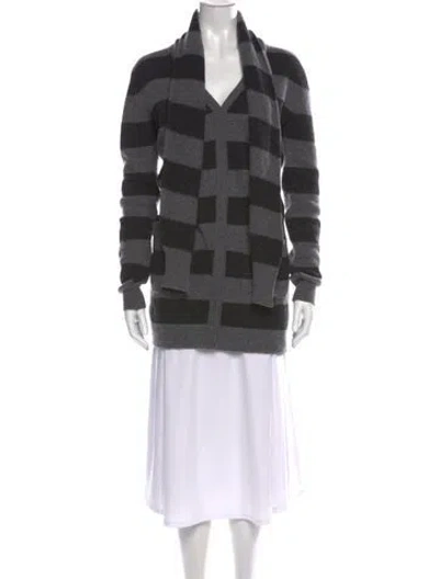 Pre-owned Dolce & Gabbana Virgin Wool Striped Sweater In Grey