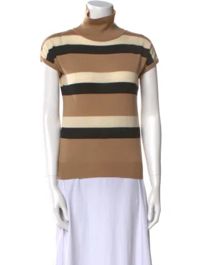 Pre-owned Dolce & Gabbana Virgin Wool Striped Sweater In Neutral
