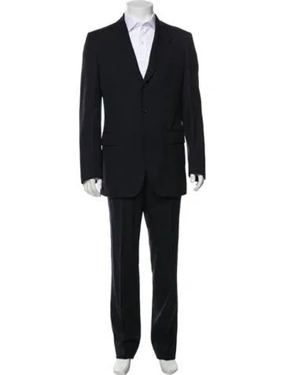 Pre-owned Dolce & Gabbana Virgin Wool Striped Two-piece Suit In Black