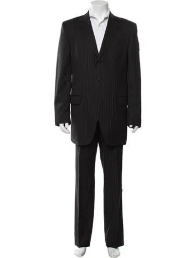 Pre-owned Dolce & Gabbana Virgin Wool Striped Two-piece Suit In Black