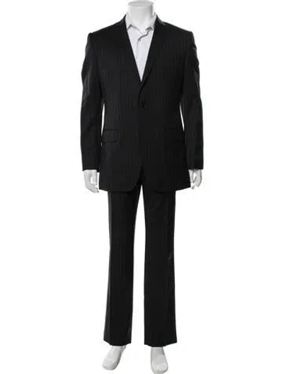 Pre-owned Dolce & Gabbana Virgin Wool Striped Two-piece Suit In Blue